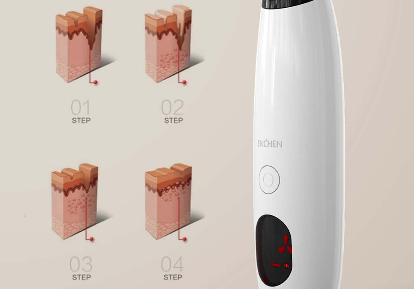 Аппарат для вакуумной чистки кожи лица Enchen Blackhead Remove EB1001 (White) купить в интернет-магазине icover