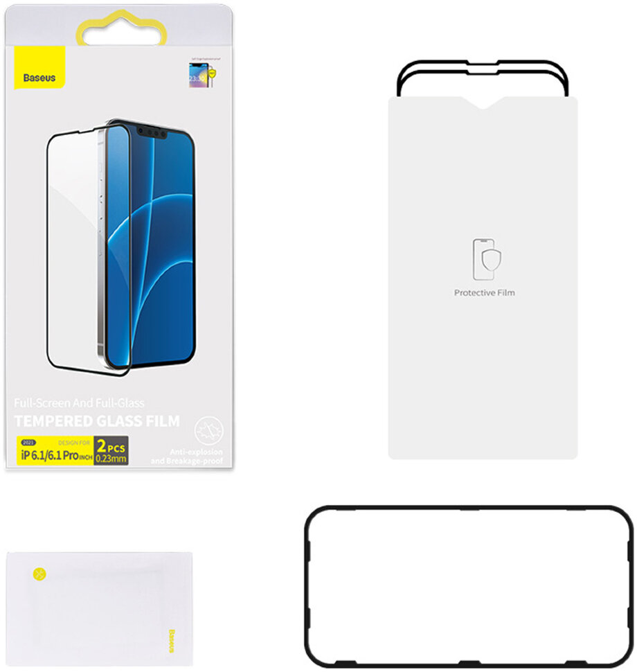 Защитное стекло Baseus Curved Crack-resistant Anti-spy 0.23 (SGQP020401) для iPhone 13/13 Pro (Black) купить в интернет-магазине icover