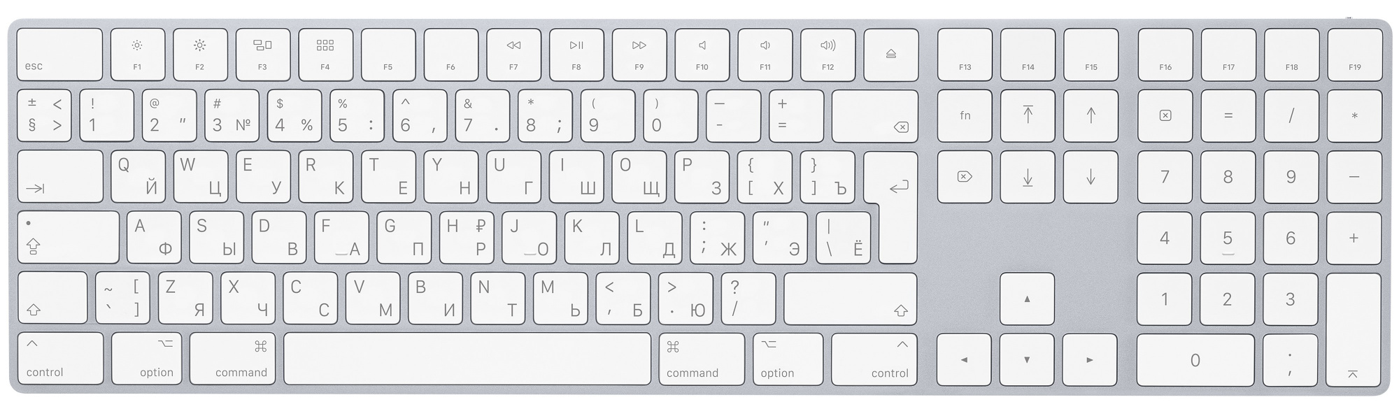 

Клавиатура Apple Magic Keyboard with Numeric Keypad (MQ052RS/A) беспроводная с Bluetooth (Silver)
