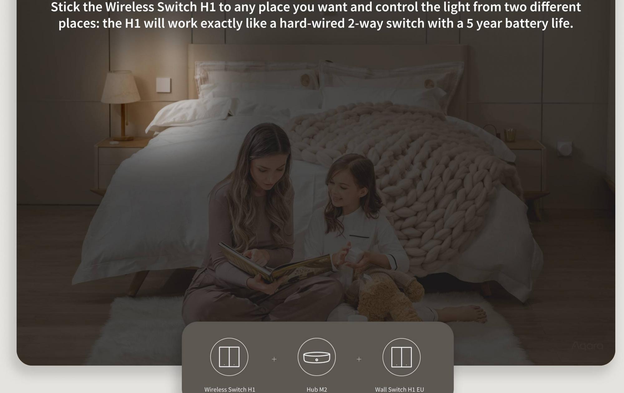 Умный двойной выключатель Aqara Wireless Remote Switch H1 WRS-R02 (White) купить в интернет-магазине icover