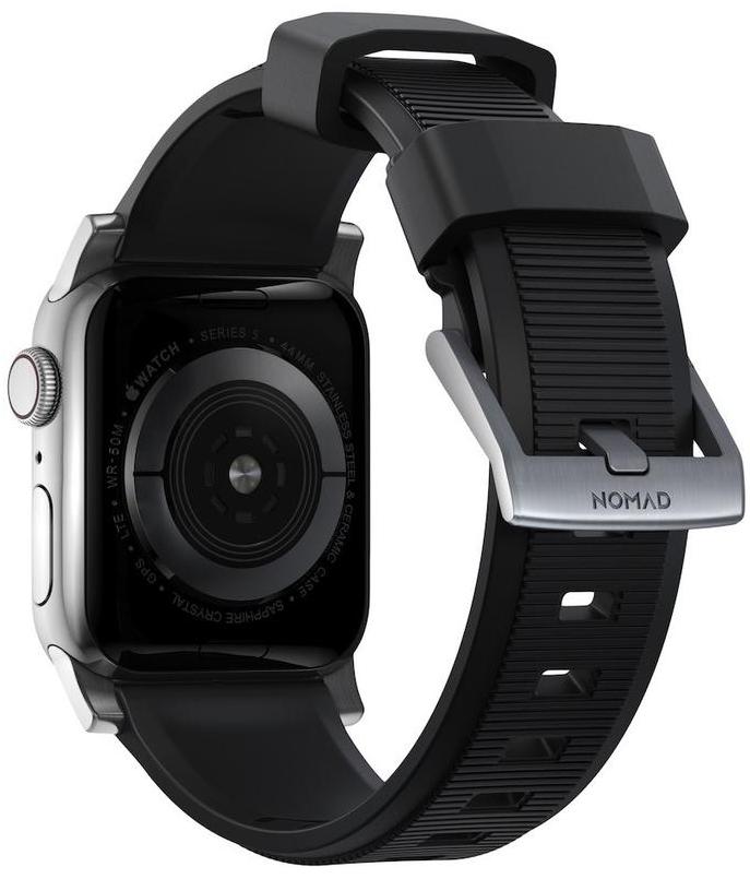 Ремешок Nomad Rugged Strap (NM1A41SN00) для Apple Watch Series SE/6/2/3/4 42/44 mm (Black/Silver) купить в интернет-магазине icover