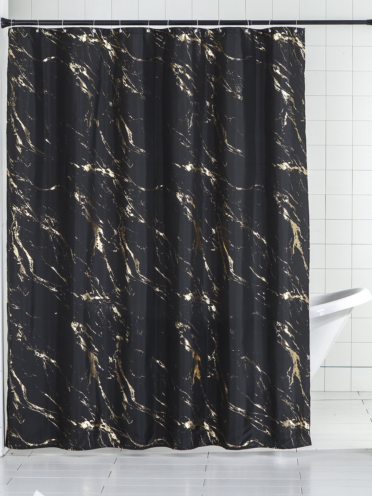 Штора для ванной комнаты Ridberg с блестками 180x200 см (Black/Gold) купить в интернет-магазине icover