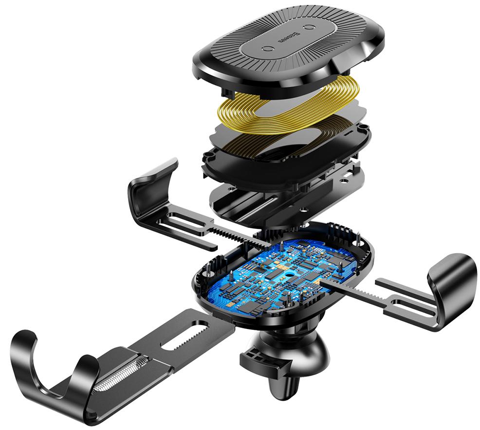 Беспроводное зарядное устройство-автодержатель Baseus Wireless Charger Gravity Car Mount (Black) купить в интернет-магазине icover