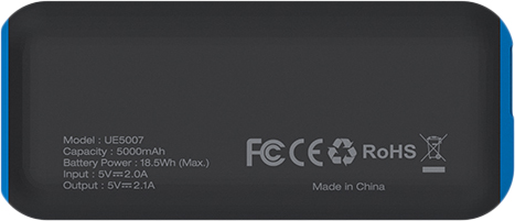 Energizer UE5007 5000 mAh - внешний аккумулятор (Black/Blue) купить в интернет-магазине icover