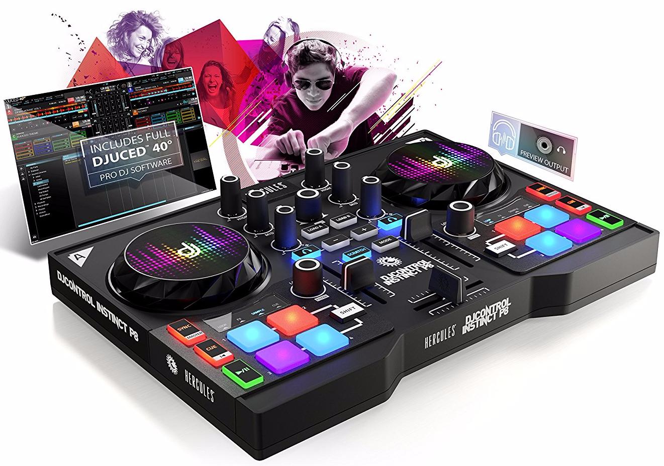 DJ-контроллер Hercules DJControl Instinct P8 Party Pack (Black) купить в интернет-магазине icover