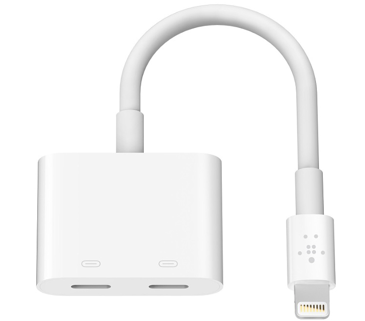 Переходник Belkin Lightning Audio + Charge RockStar для iPhone7/7Plus (White) купить в интернет-магазине icover
