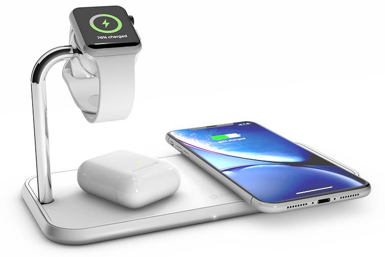 Беспроводное зарядное устройство Zens Dual+Watch Aluminium Wireless Charger ZEDC05W (White) купить в интернет-магазине icover