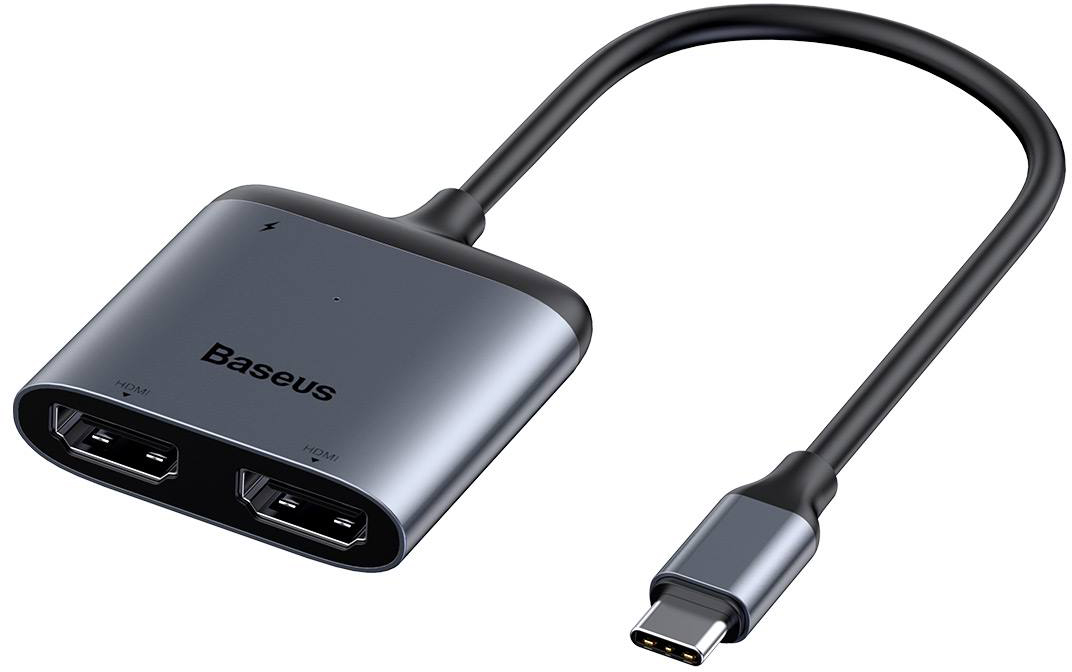 Переходник Baseus Enjoy HUB USB Type-C - HDMI 2x PD HD - USB Type-C (CAHUB-I0G) (Deep Grey) купить в интернет-магазине icover