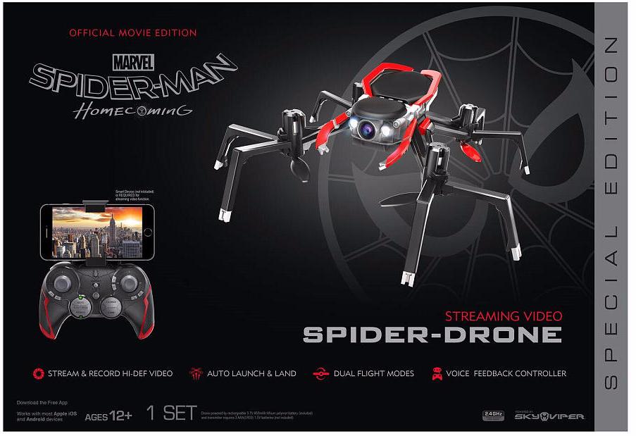 Квадрокоптер с видео-трансляцией Sky Viper Spider-Man Homecoming 1749 (Black) купить в интернет-магазине icover
