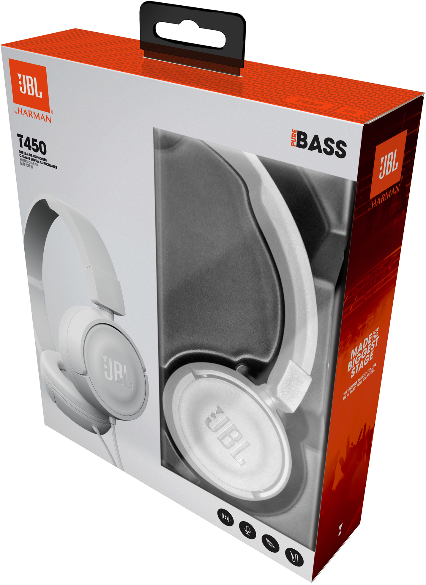 Накладные наушники с микрофоном JBL T450 JBLT450WHT (White) купить в интернет-магазине icover