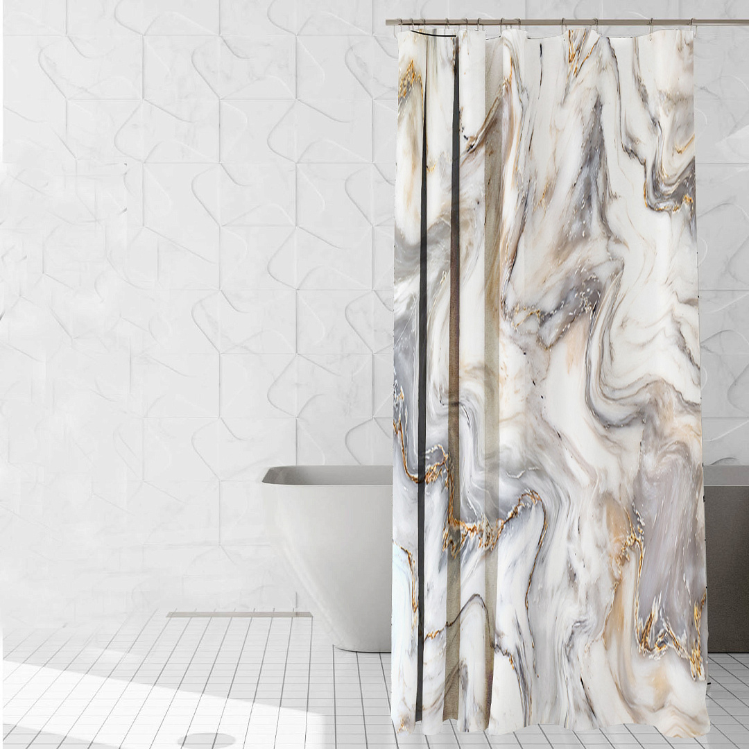 Штора для ванной комнаты Ridberg Marble 180 x 200 см (Gold) купить в интернет-магазине icover