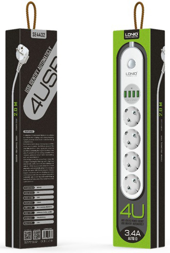 Сетевой удлинитель LDNIO 4U 2 м SE4432 (White) купить в интернет-магазине icover
