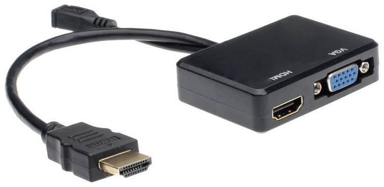 HDMI/MHL to VGA/HDMI + 3.5 mm Audio Cable Converter - адаптер с аудиовыходом (Black) купить в интернет-магазине icover