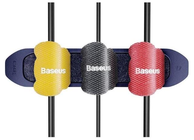 Органайзер проводов Baseus Kaka Cable Fixer Kit (with LE Velcro Strap Black *5 + Red *5 + Yellow *5) Blue купить в интернет-магазине icover