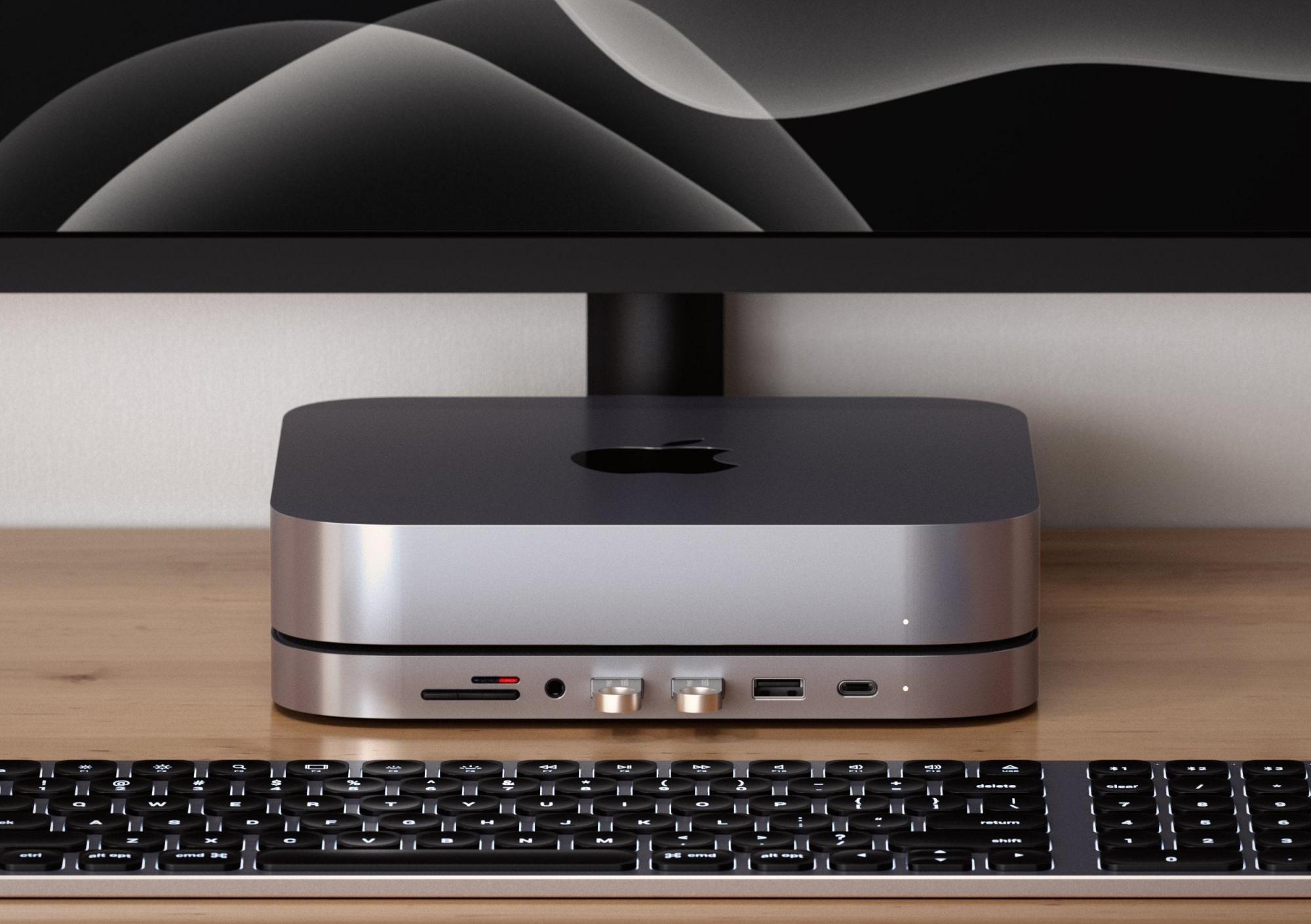 Хаб Satechi Type-C Aluminium Stand & Hub (ST-ABHFM) для Mac Mini 2018 (Space Grey) купить в интернет-магазине icover