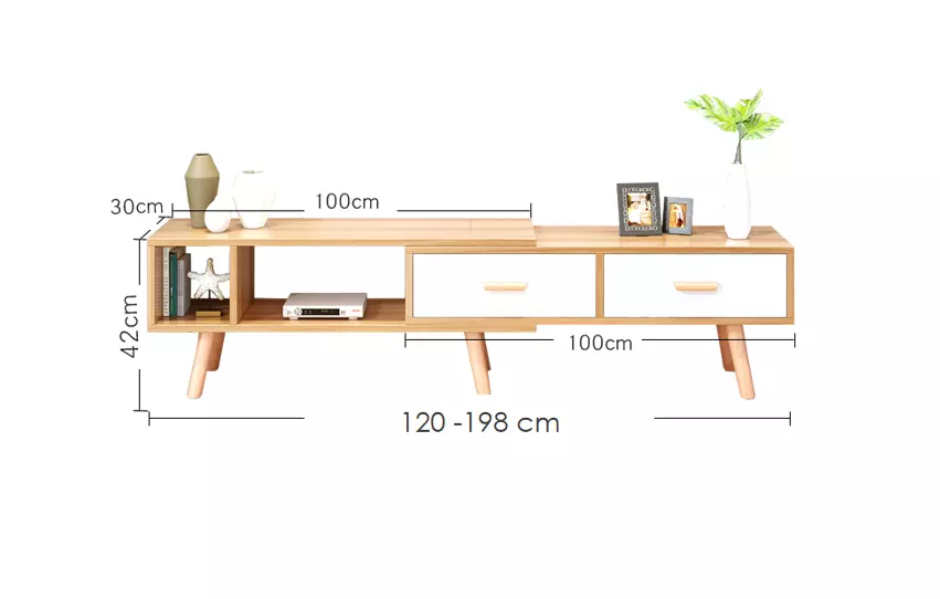 Тумба под ТВ Ridberg HOFLAND раздвижная 120/198 x 30 x 42 см (White) купить в интернет-магазине icover