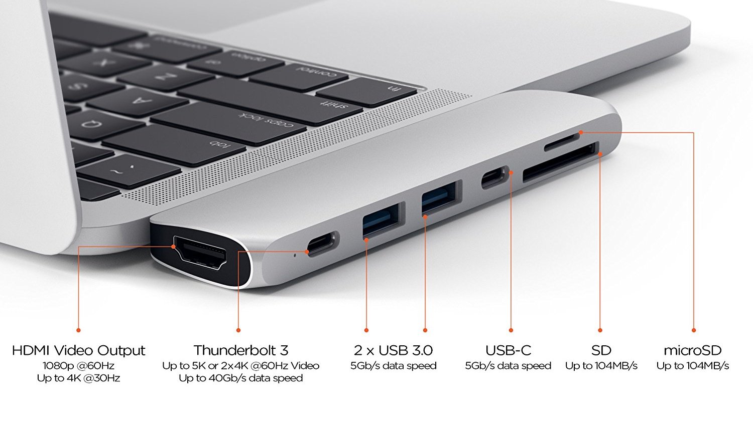 USB-хаб Satechi Aluminum Type-C Pro Hub Adapter для MacBook Pro 13”/15” 2016 (Silver) купить в интернет-магазине icover