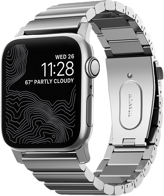 

Ремешок Nomad Titanium для Apple Watch Series SE/6/2/3/4 42/44 mm (Silver)