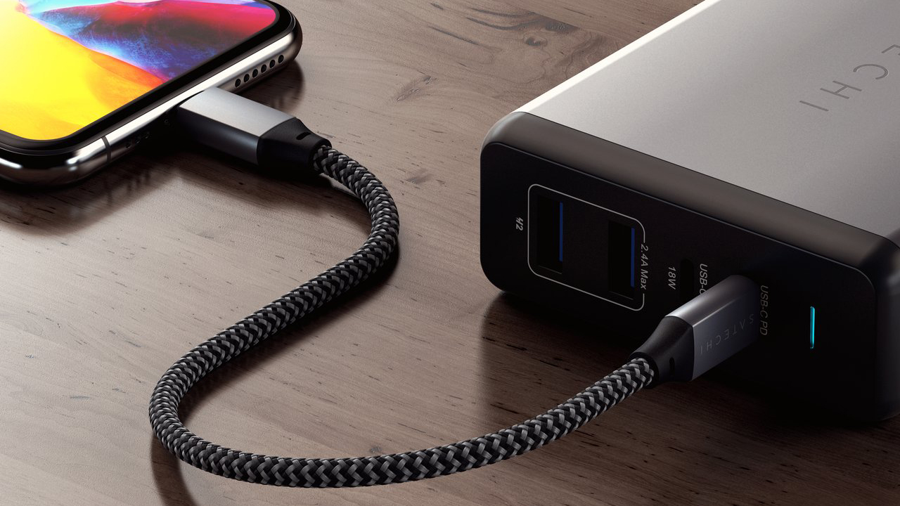Кабель Satechi ST-TCL10M USB-C/Lightning 25cm (Space Grey) купить в интернет-магазине icover