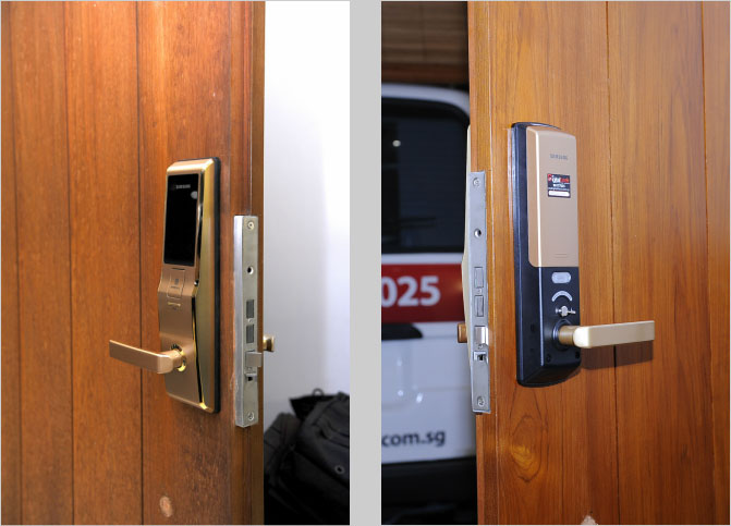 Биометрический дверной замок с ручкой Samsung SHS-H705 FBG/EN 5230 (Gold) купить в интернет-магазине icover