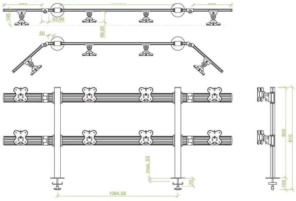Кронштейн ErgoFount TBSS-800WG для 8 мониторов 24'' (Silver) купить в интернет-магазине icover
