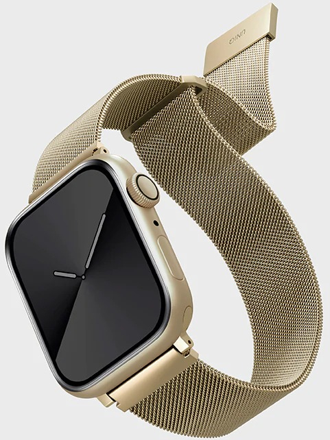 Ремешок Uniq Dante Strap Mesh Steel (44MM-DANGLD) для Apple Watch 42/44/45 mm (Gold) купить в интернет-магазине icover