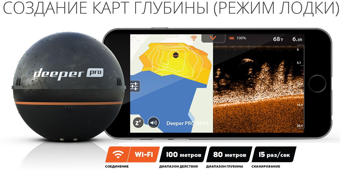 Беспроводной эхолот Deeper Sonar Pro (Wi-Fi) купить в интернет-магазине icover