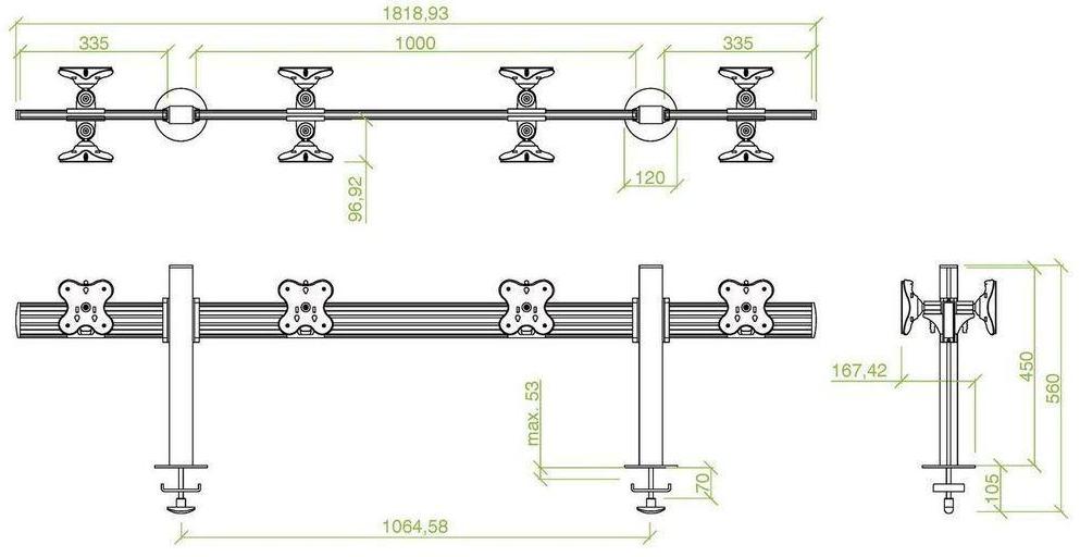 Кронштейн ErgoFount TBBS-800G для 8 мониторов 24'' (Silver) купить в интернет-магазине icover