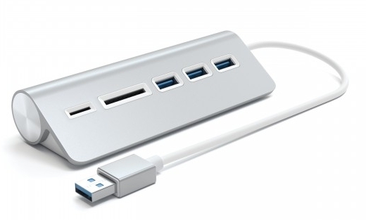 USB-хаб и картридер Satechi Aluminum USB 3.0 Hub & Card Reader ST-3HCRS (Silver) купить в интернет-магазине icover