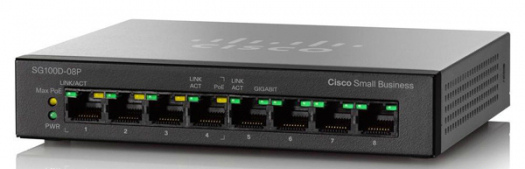 Купить cisco sg100d-08 8-port gigabit poe desktop switch - управляемый коммутатор в Москве. В нашем каталоге интернет-магазина icover.ru вы можете ознакомиться с ценами, подробным описанием, фотографиями и техническими характеристиками. Низкие цены. Высокое качество. Доставка по России. Заказать товары по телефону +7(495)229-39-50 Cisco SG100D-08 8-port Gigabit PoE Desktop Switch - управляемый коммутатор купить в интернет-магазине icover