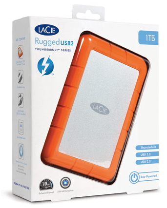 Внешний накопитель LaCie Rugged 250GB SSD USB 3.0 / Thunderbolt LAC9000490 (Orange) купить в интернет-магазине icover