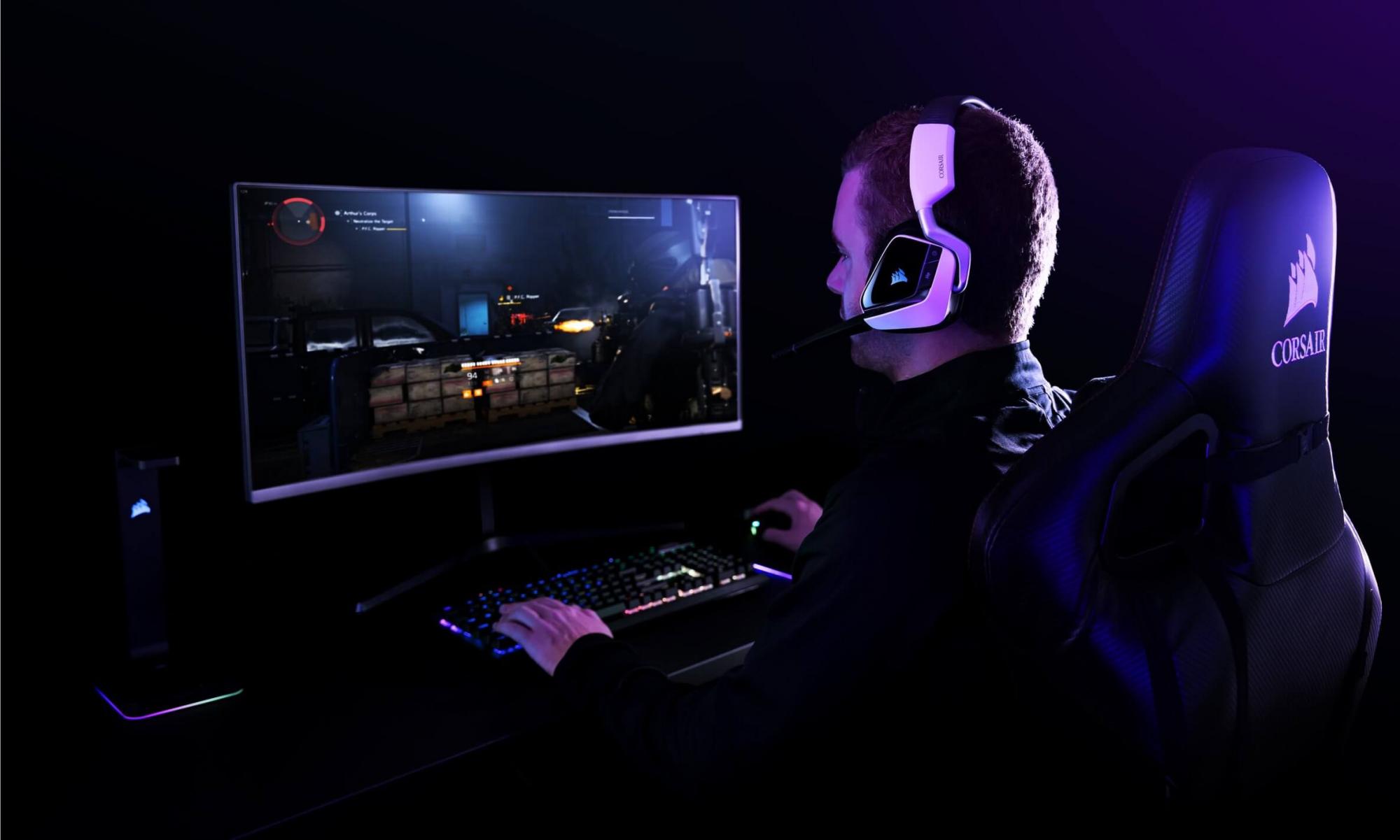Беспроводная игровая гарнитура Corsair Gaming VOID RGB Elite CA-9011202-EU (White) купить в интернет-магазине icover