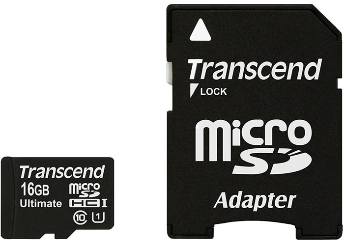 Карта памяти с адаптером Transcend microSDHC Class 10 UHS-I 600x 16Gb TS16GUSDHC10U1 (Black) купить в интернет-магазине icover