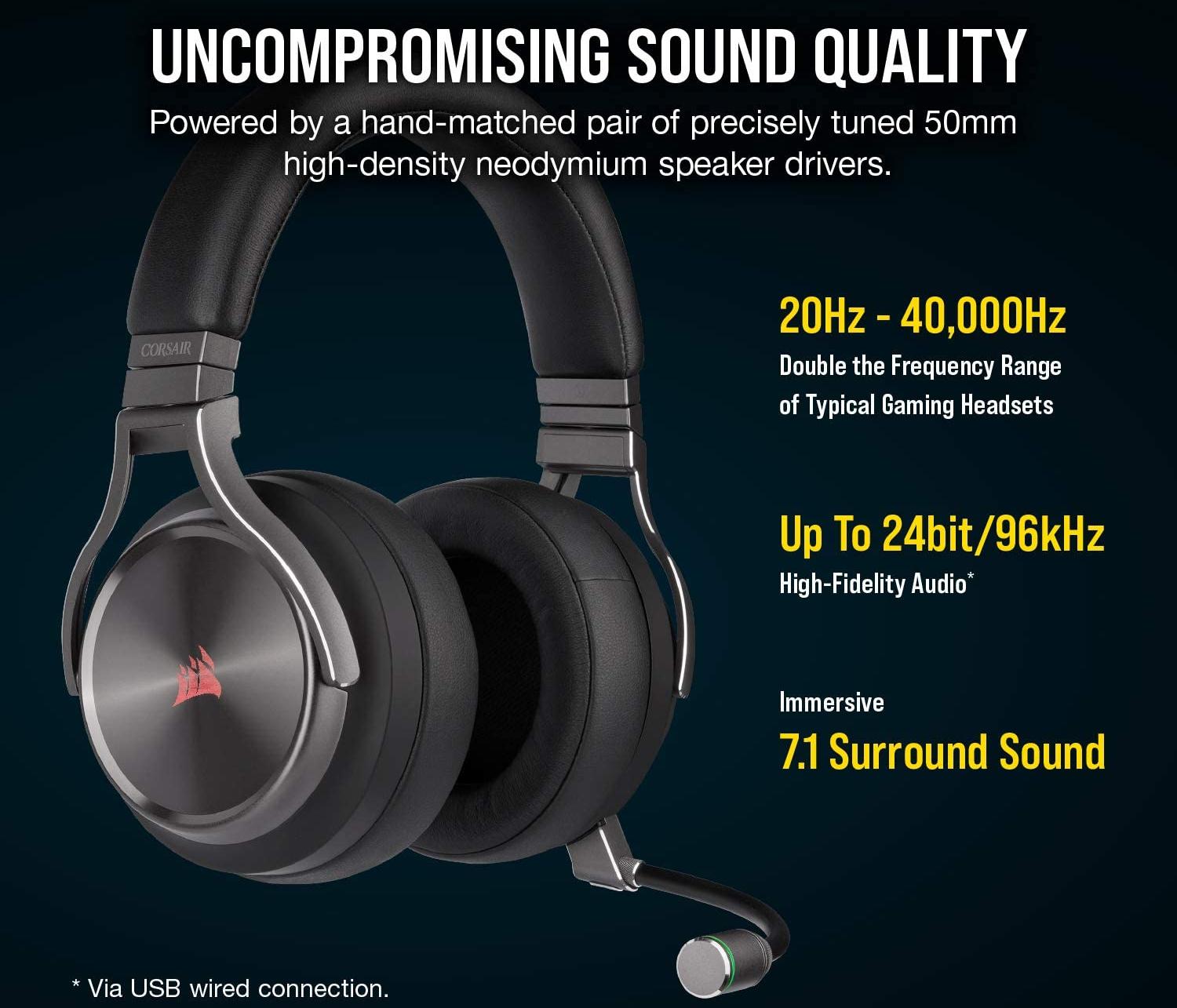Игровая гарнитура Corsair Gaming Virtuoso RGB Wireless CA-9011180-EU (Gunmetal) купить в интернет-магазине icover