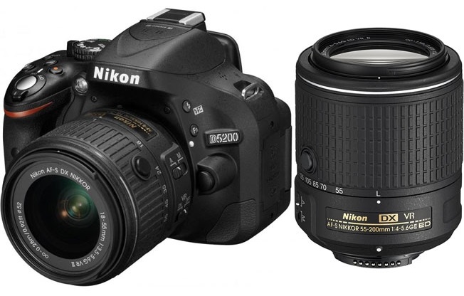 Фотоаппарат Nikon D5200 Kit (D5200 Body Black + 18-55 VR II Black + 55-200 VR II Black) купить в интернет-магазине icover