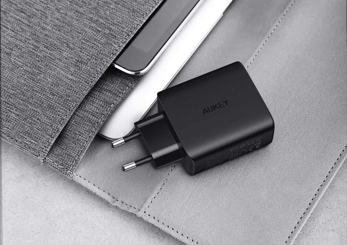 Сетевое зарядное устройство Aukey Dual-Port 30W PD Wall Charger with Dynamic Detect (Black) купить в интернет-магазине icover