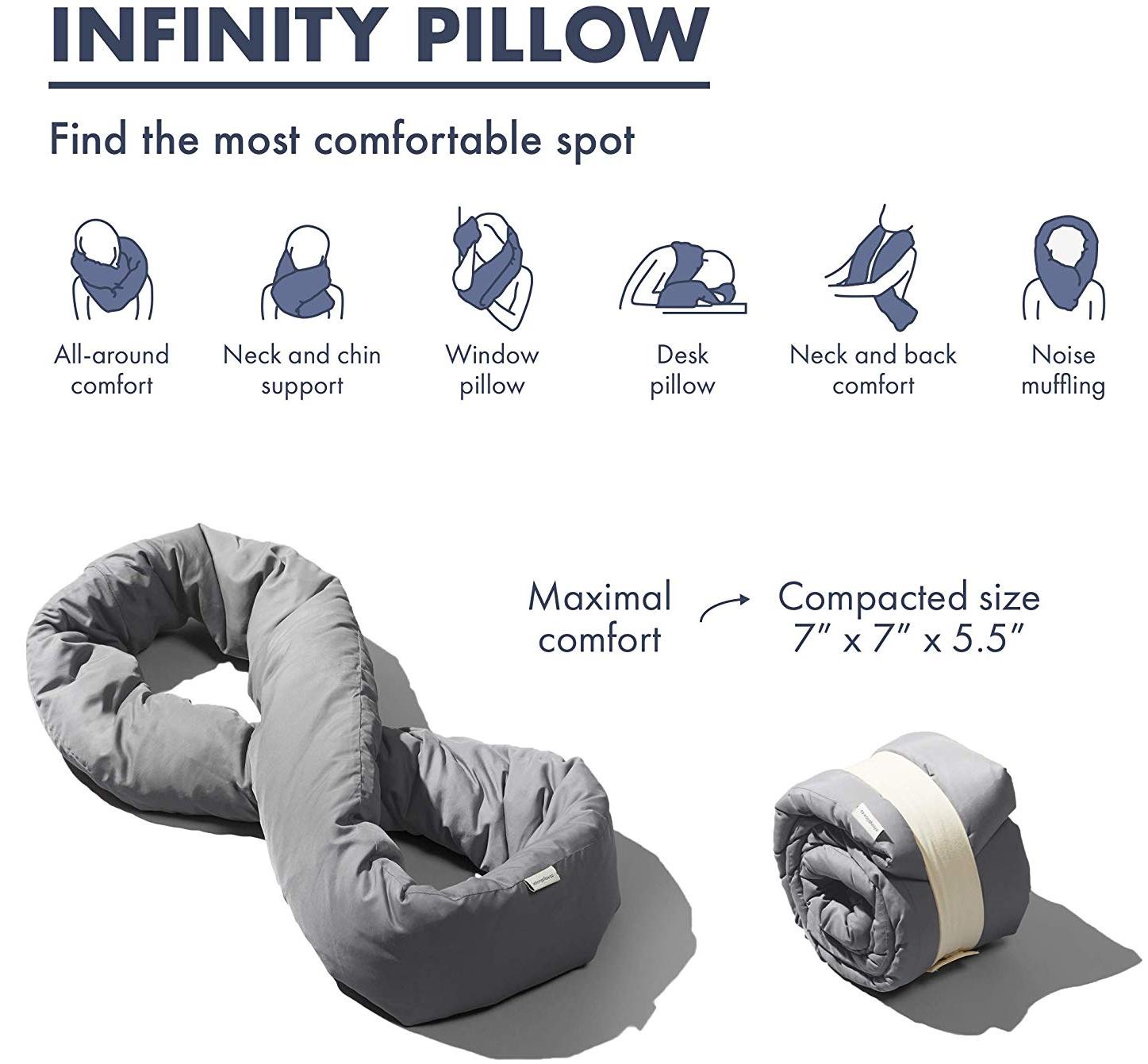 Подушка Huzi Infinity Pillow (Grey) купить в интернет-магазине icover
