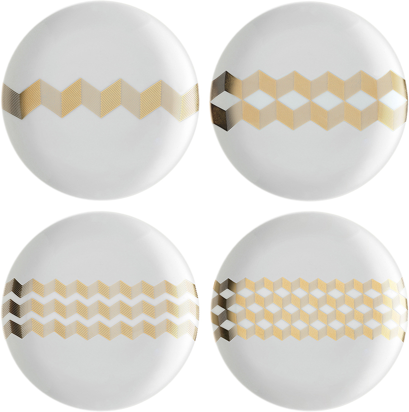 

Набор из 4 блюдец LSA International Signature Chevron 16cm, золото