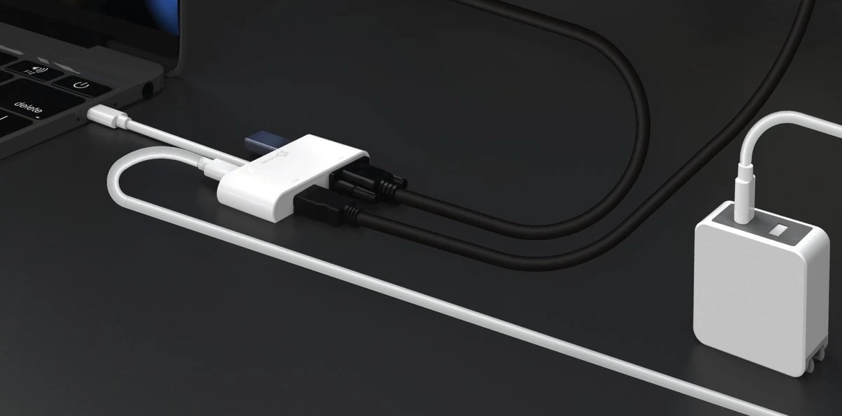 Переходник j5create JCA175 USB-C to VGA/HDMI/USB3.0/USB-C (White) купить в интернет-магазине icover