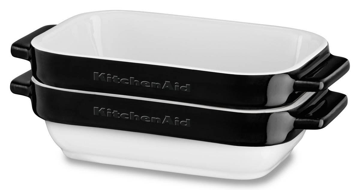 Набор прямоугольных керамических чаш для запекания KitchenAid Ceramic 2-Piece Stacking Mini Baker Set KBLR02MBOB (Onyx Black) купить в интернет-магазине icover