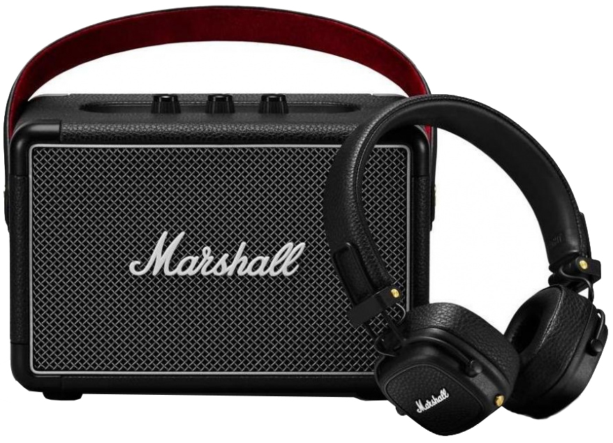 Бандл Портативная беспроводная колонка Marshall Kilburn II + Наушники Marshall Major III Bluetooth (Black) купить в интернет-магазине icover