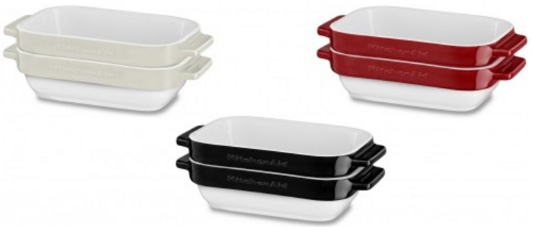 Набор прямоугольных керамических чаш для запекания KitchenAid Ceramic 2-Piece Stacking Mini Baker Set KBLR02MBOB (Onyx Black) купить в интернет-магазине icover