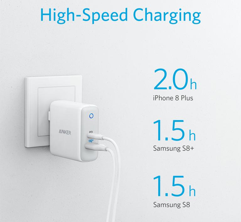 Сетевое зарядное устройство Anker PowerPort PD+2 (A2636G21) 20W+15W (White) купить в интернет-магазине icover