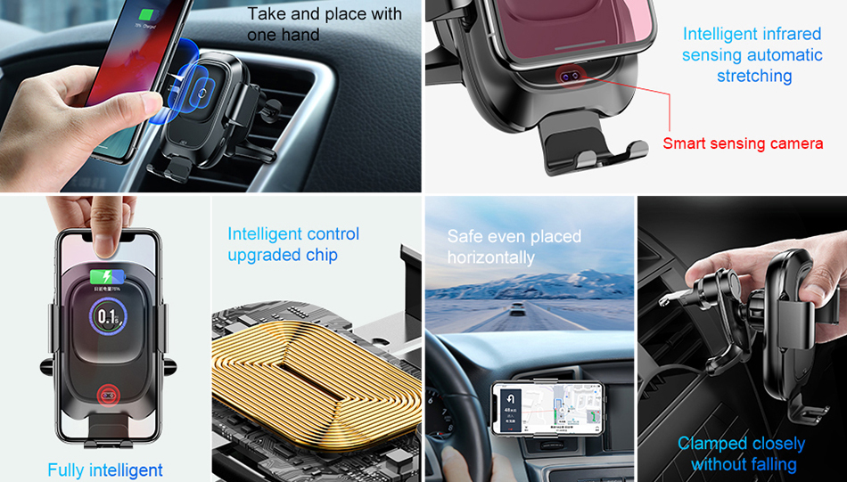 Автомобильный сенсорный держатель Baseus Smart Vehicle Bracket Wireless Charger (WXZN-01) для смартфона (Black) купить в интернет-магазине icover