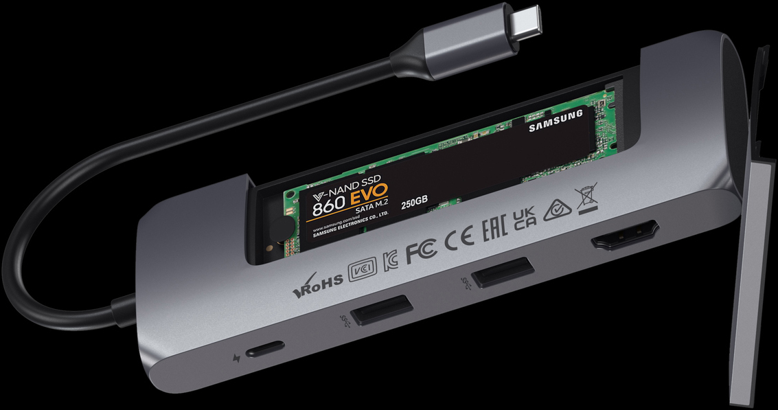 Хаб Satechi USB-C Hybrid Multiport Adapter ST-UCHSEK (Black) купить в интернет-магазине icover