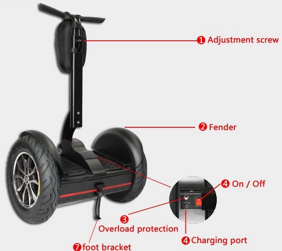 Leadway 2 Wheel Balancing Electric Scooter (RM02D+) 1600W 12V - сигвей с ручкой (Black) купить в интернет-магазине icover