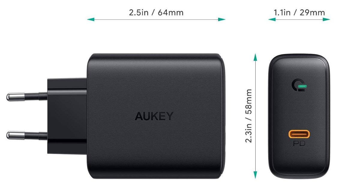 Сетевое зарядное устройство Aukey 60W PD Wall Charger with GaN Power Tech (Black) купить в интернет-магазине icover