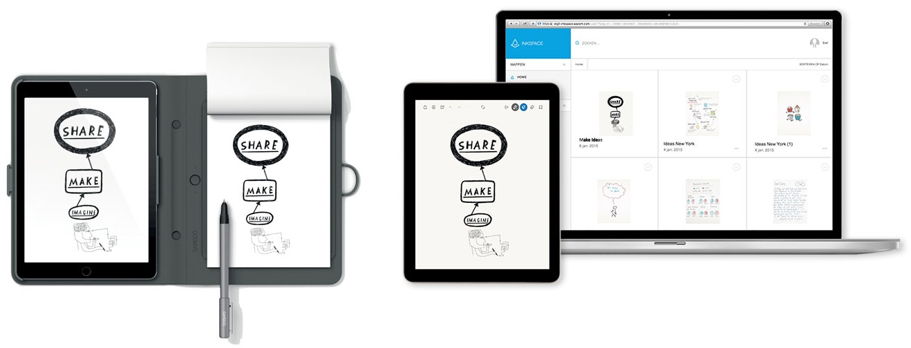 Wacom Bamboo Spark with Snap-fit for iPad Air 2 (CDS600C) - фолиант с креплением для iPad Air 2 (Grey) купить в интернет-магазине icover