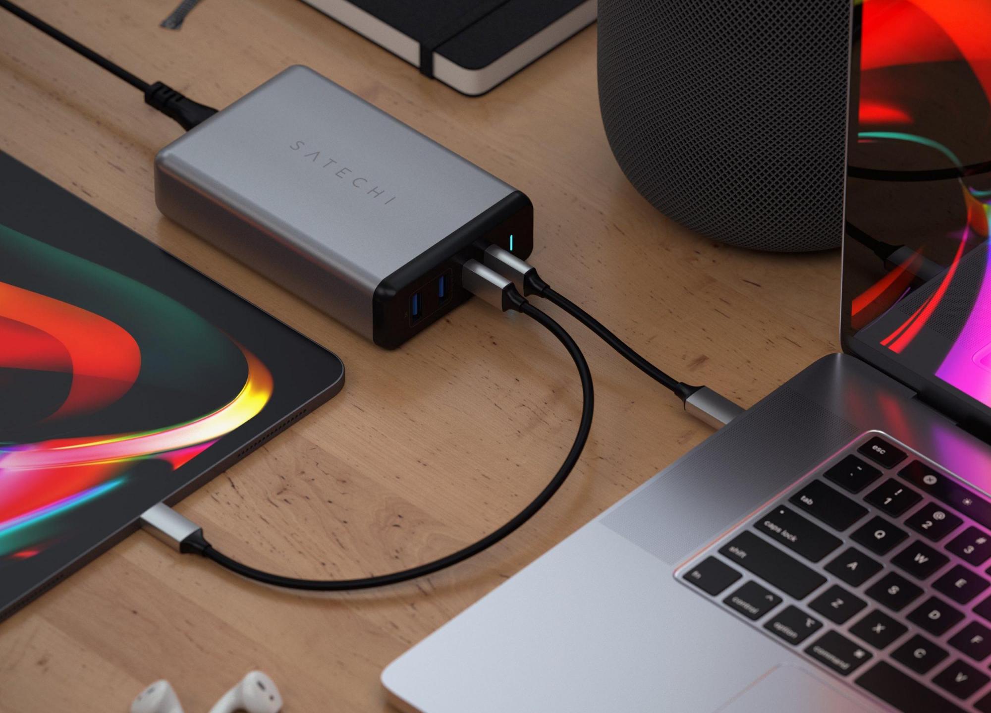 Сетевое зарядное устройство Satechi 108W Pro ST-TC108WM (Space Grey) купить в интернет-магазине icover