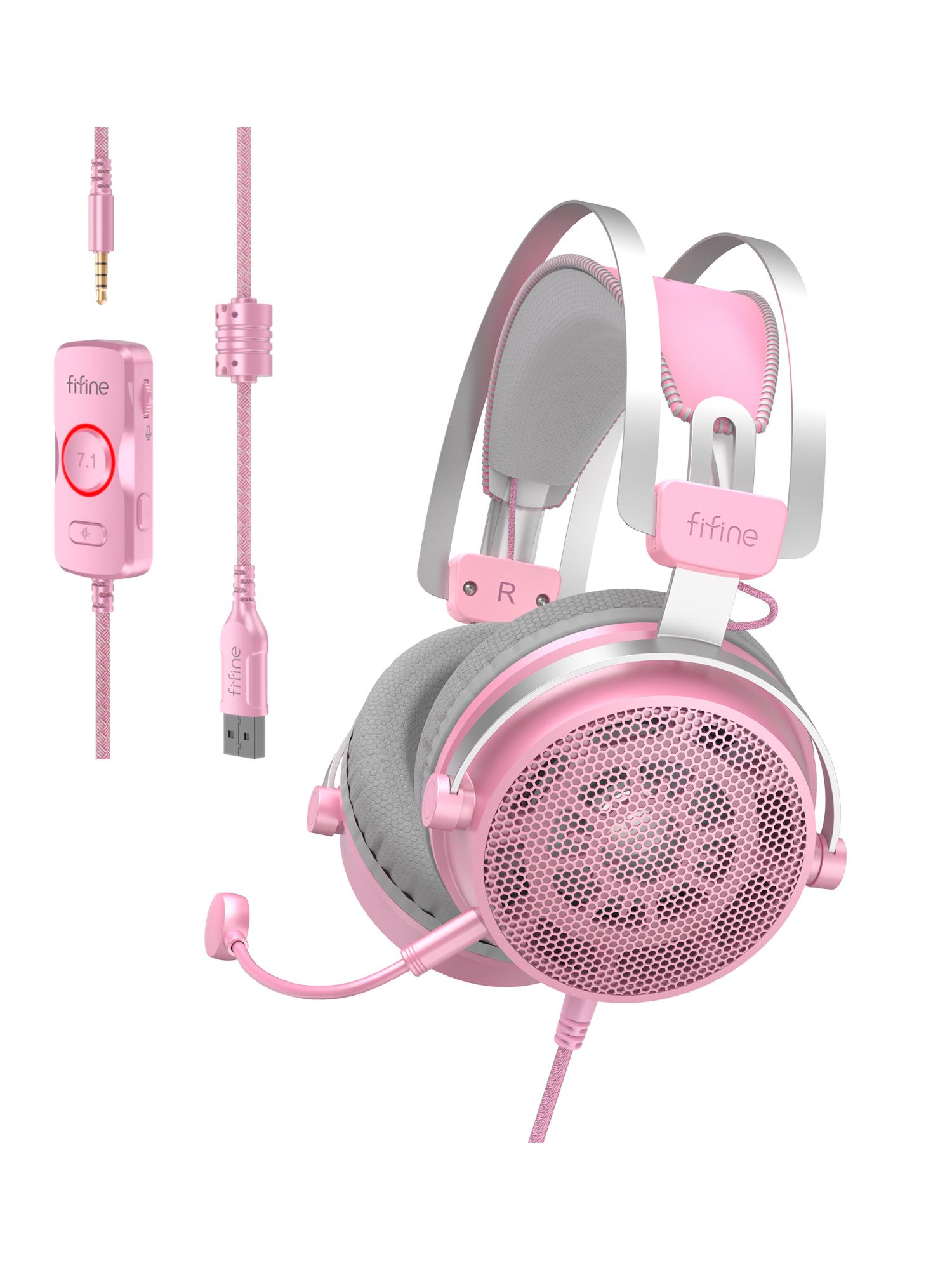 Наушники мониторные Fifine H18V Gaming Headsets (Pink) купить в интернет-магазине icover